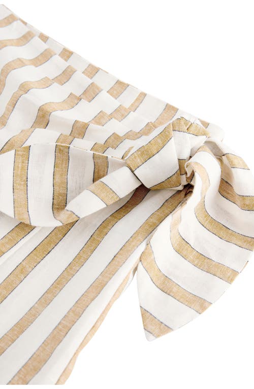 Next Stripe Linen Blend Faux Wrap Midi Skirt