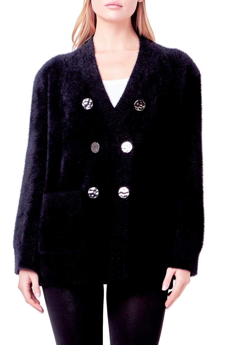 Double Breasted Cardigan, Main, color, BLACK