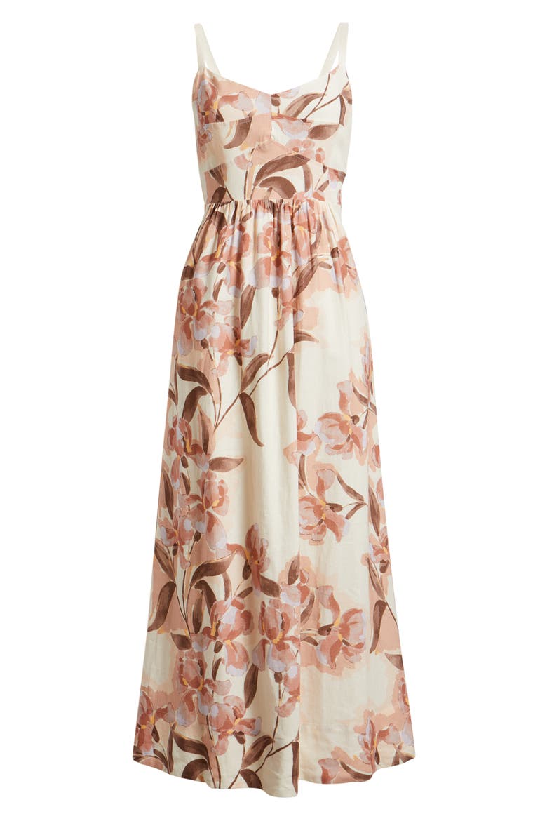 Seamed Linen Blend Midi Sundress, Alternate, color, SEPIA ROSE