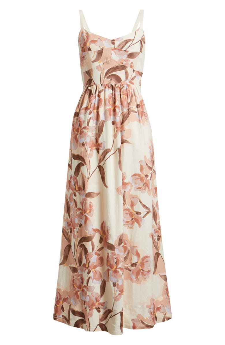 Parker Seamed Linen Blend Midi Sundress, Alternate, color, Sepia Rose