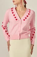 English Factory Heart V-Neck Crop Cardigan