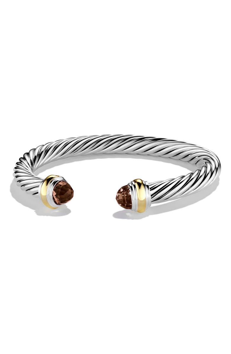 David Yurman Classic Cable Bracelet in Sterling Silver with 14K Gold & Prasiolite, 7mm, Main, color,