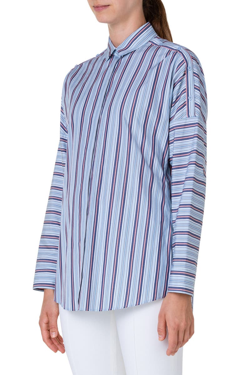 Akris punto Stripe Poplin Shirt, Alternate, color, Stripe Reflecting Or