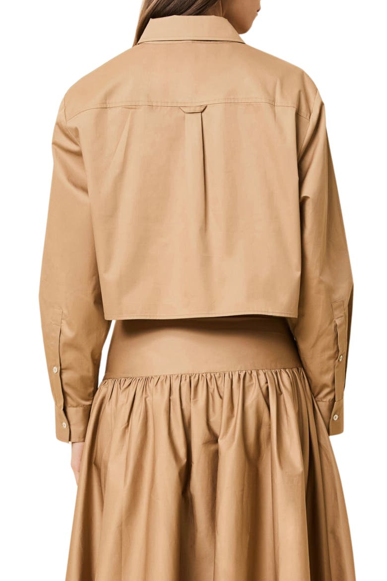 The Cropped Avril Button-Up Shirt, Alternate, color, CAMEL