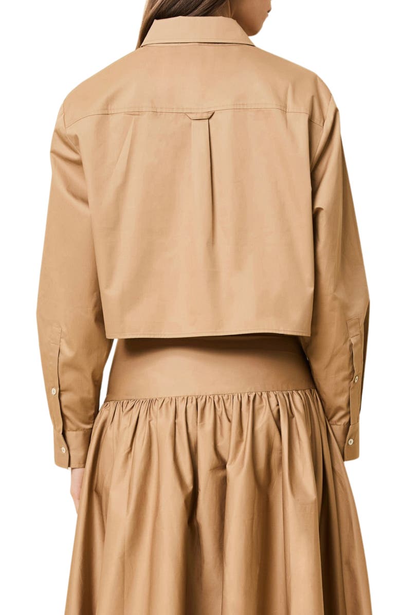 Solid & Striped The Cropped Avril Button-Up Shirt, Alternate, color, Camel