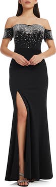 Dress the Population Logan Embellished Off the Shoulder Gown