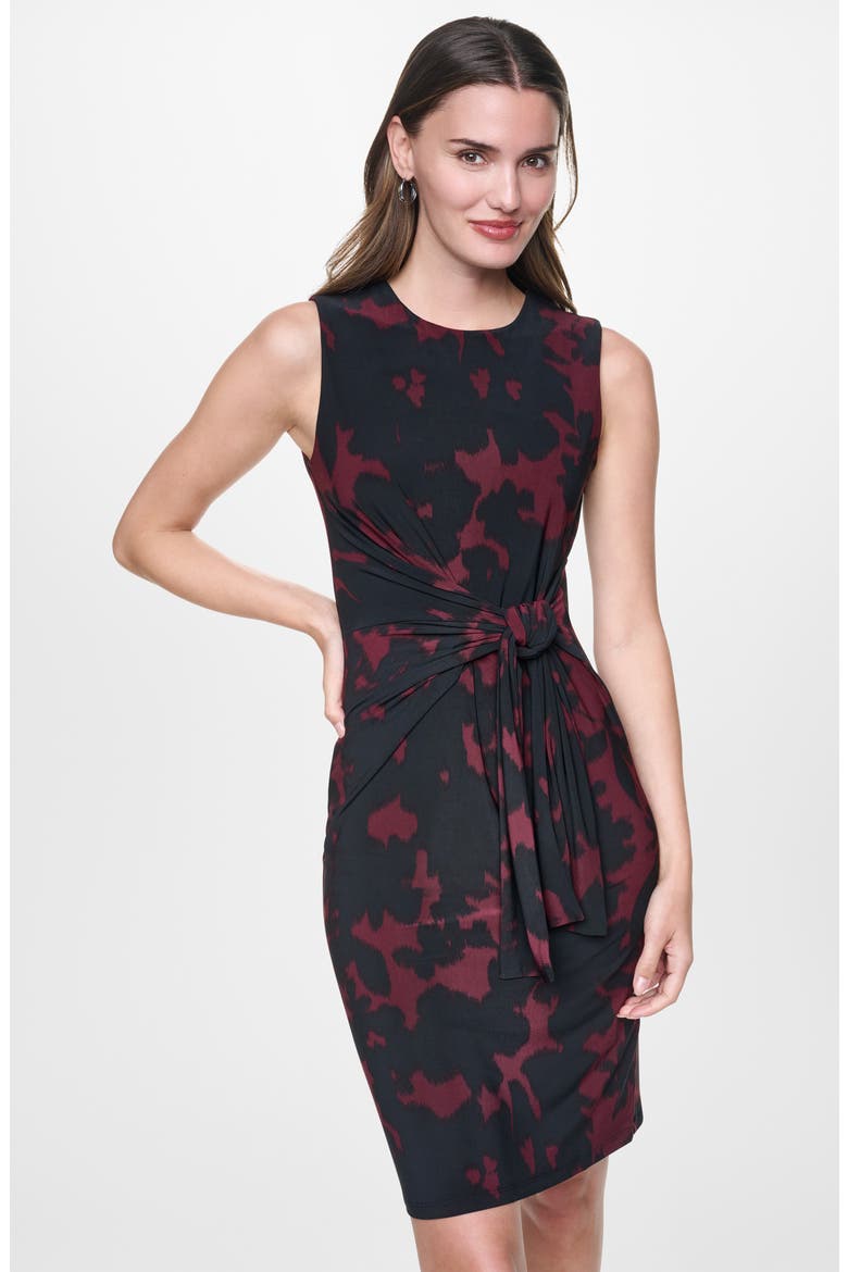 Sleeveless Tie Waist Body-Con Dress, Alternate, color, BURGUNDY/ BLACK
