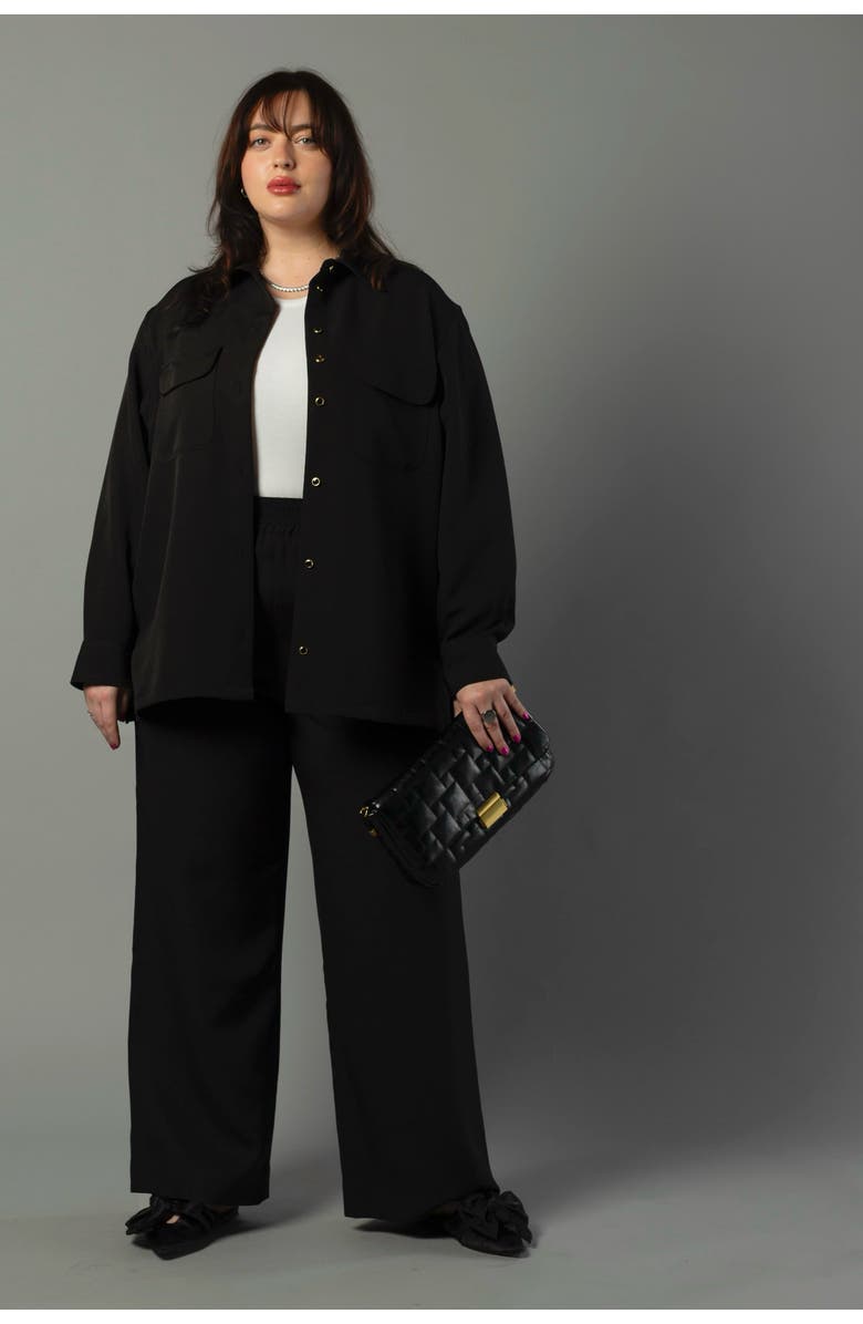 BAACAL Riley Wide Pajama Style Pant, Alternate, color, Black