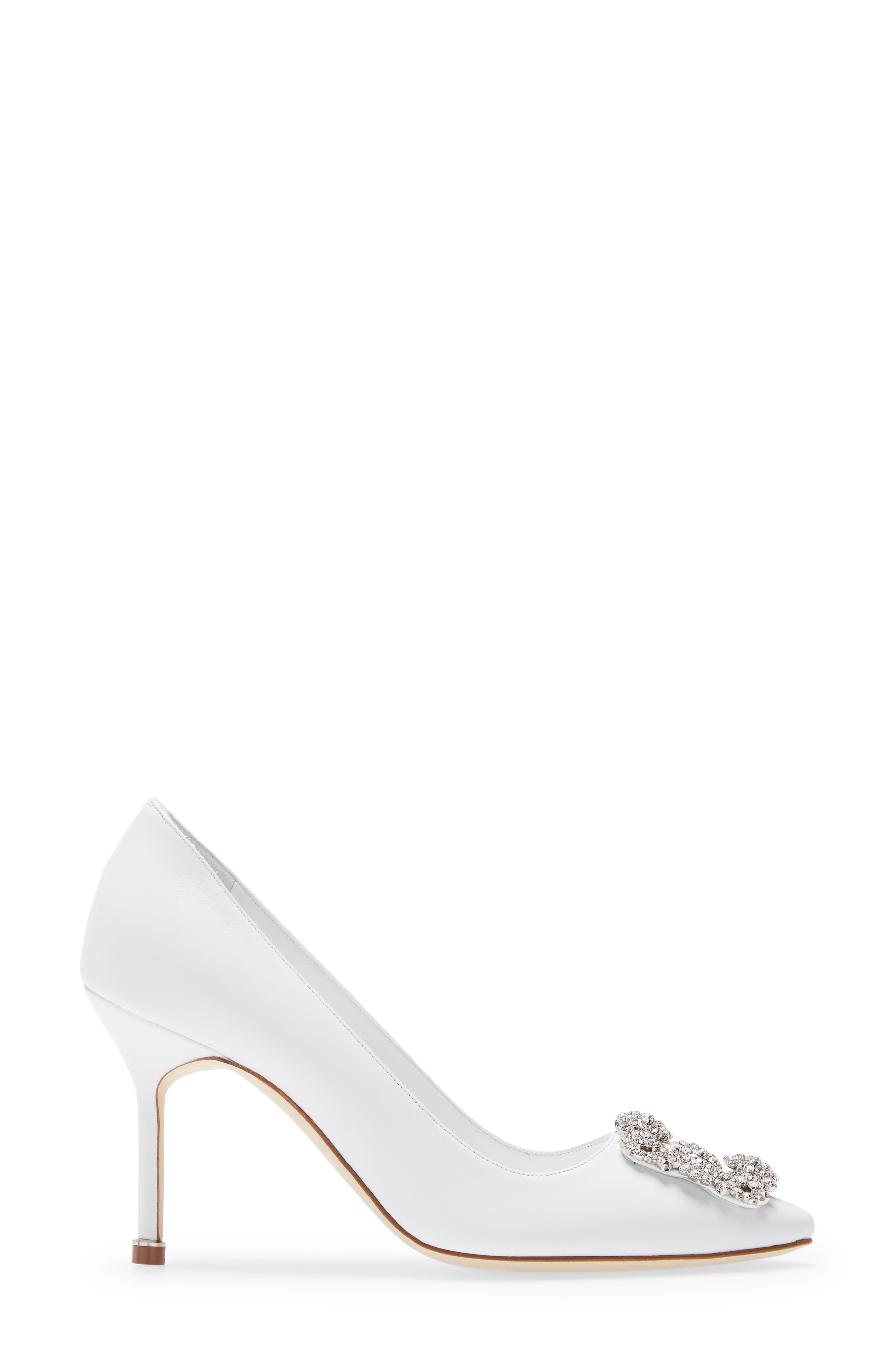 Manolo Blahnik Hangisi Crystal Buckle Pump, Alternate, color, White