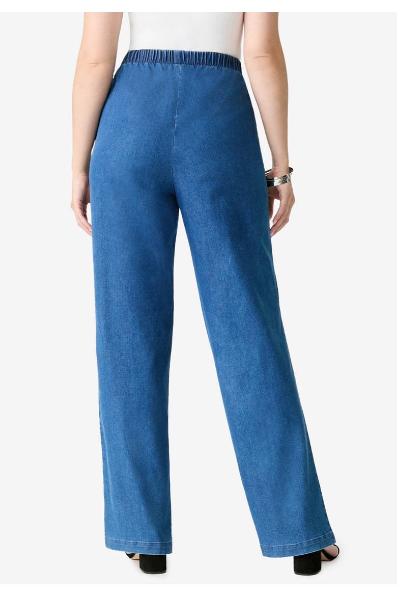 Plus Size Comfort Stretch Wide Leg Jean, Alternate, color, MEDIUM STONEWASH SANDED