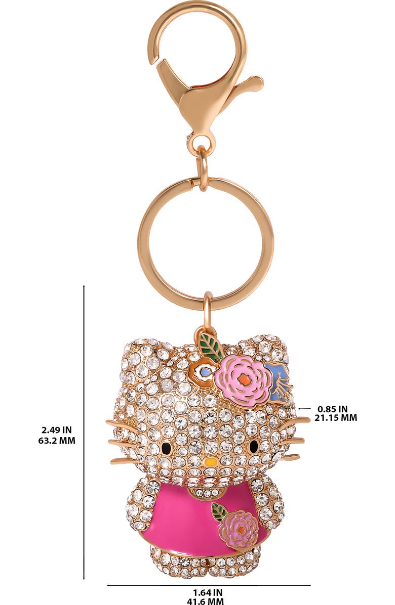 Hello Kitty Sanrio Hello Kitty Pink Crystal Flower Bling Keychain Bag Charm, Alternate, color, Pink/Gold