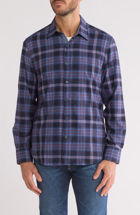 Plaid Four-Way Stretch Button-Up Shirt