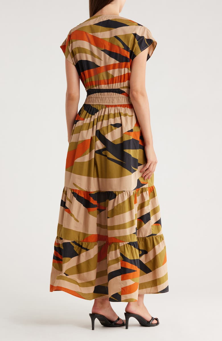 Halogen<sup>®</sup> Stripe Cap Sleeve Cotton Maxi Dress, Alternate, color, Olive Drab