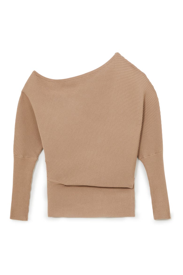 Lorna Off the Shoulder Rib Sweater, Alternate, color, CAMEL