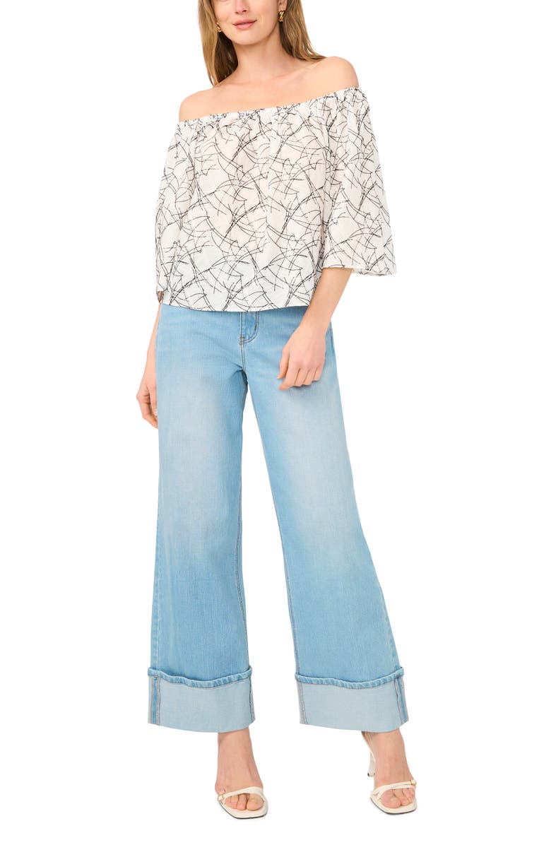 1.STATE Off the Shoulder Top, Alternate, color, Ultra White