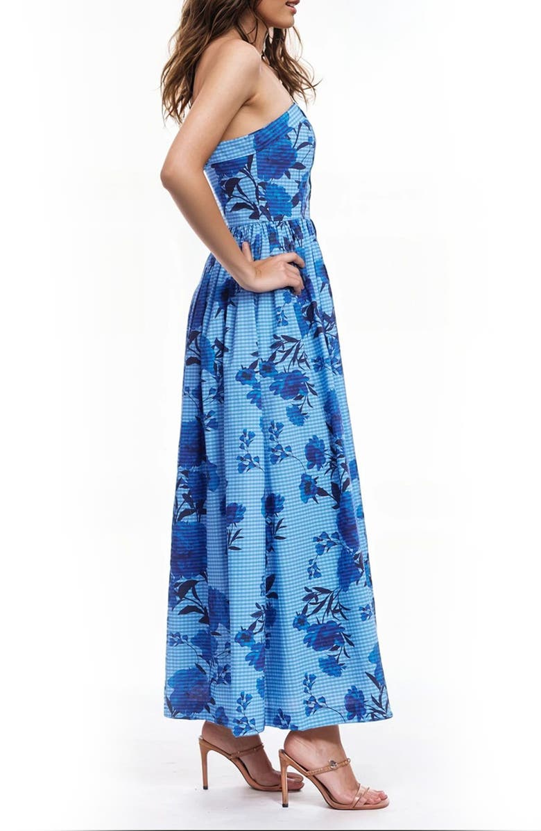 Jewel Badgley Mischka Strapless Maxi Dress, Alternate, color, Blue Multi