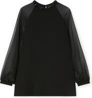 Marina Rinaldi Cambusa Bead Neckline Sheer Sleeve Cady Top