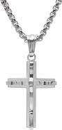 STEELTIME Men's Double Layered Cross Pendant Necklace