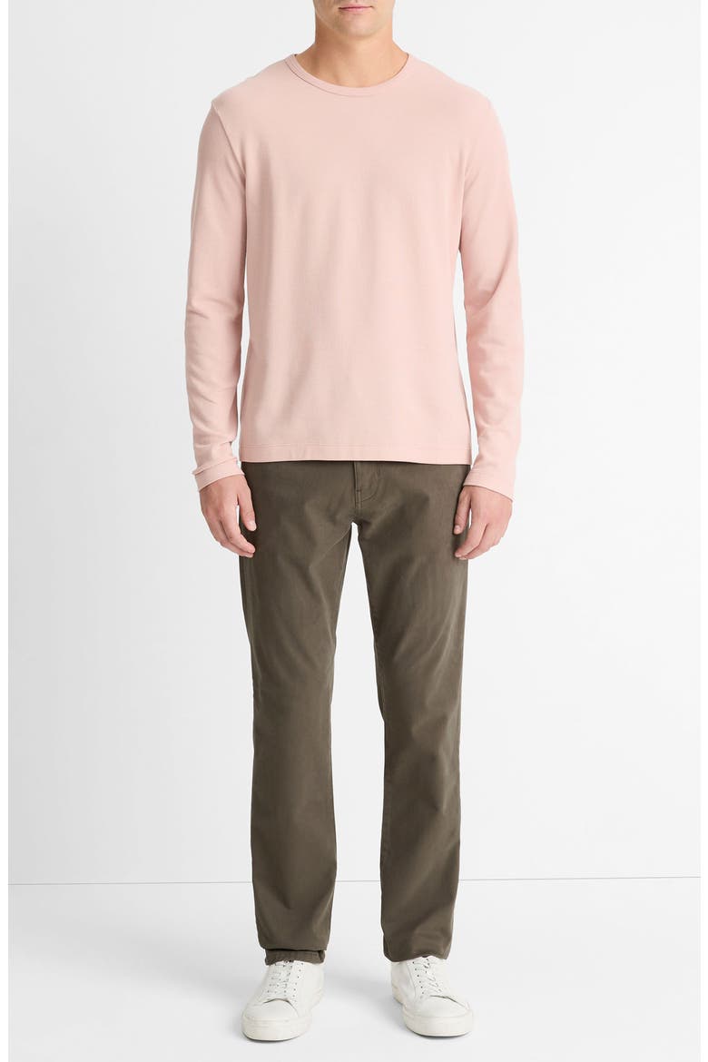 Pima Cotton Piqué Long Sleeve T-Shirt, Alternate, color, PINK HAZE
