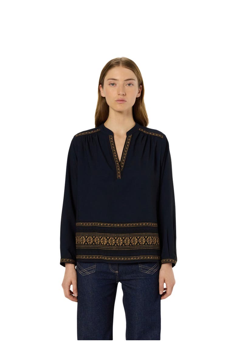 GERARD DAREL Aurelie Embroidered Pattern Blouse, Main, color, Navy Blue