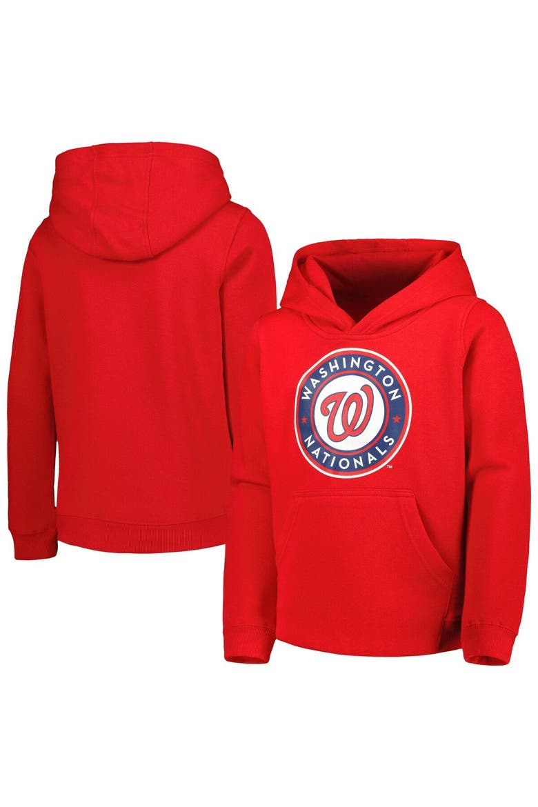 Youth Red Washington Nationals Team Primary Logo Pullover Hoodie, Main, color, Red