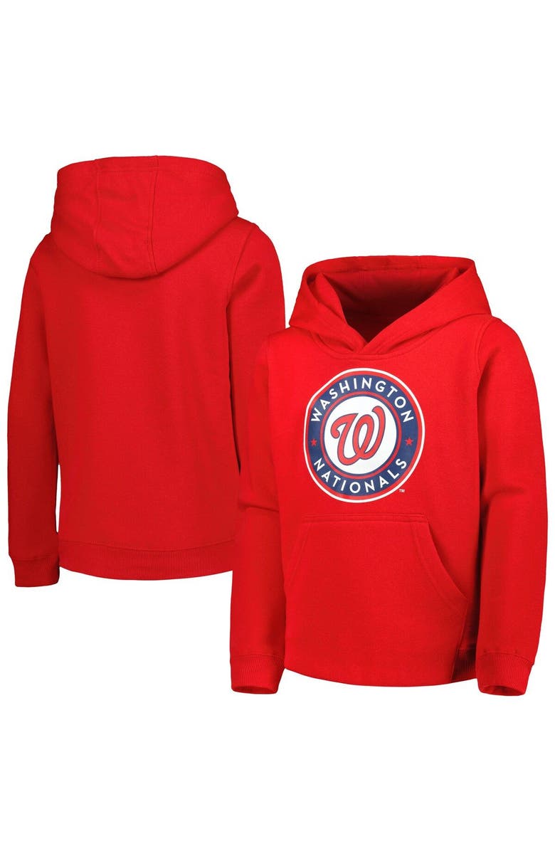 Outerstuff Youth Red Washington Nationals Team Primary Logo Pullover Hoodie, Main, color, Red
