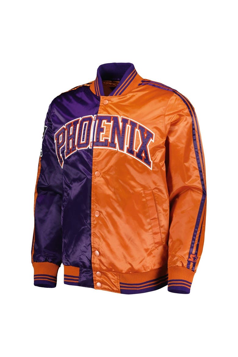 Men's Starter Purple/Orange Phoenix Suns Fast Break Satin Full-Snap Jacket, Alternate, color, Purple