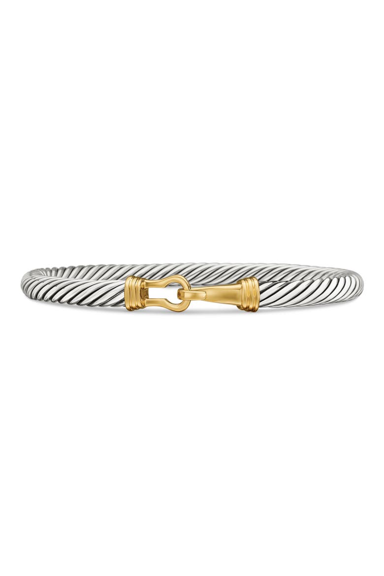Buckle Classic Cable Bracelet in Sterling Silver with 14K Yellow Gold, 5mm, Main, color, TWO TONE