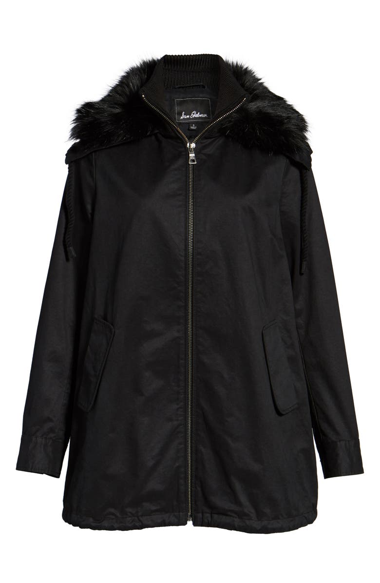 Sam Edelman Faux Fur Collar A-Line Anorak, Alternate, color, 