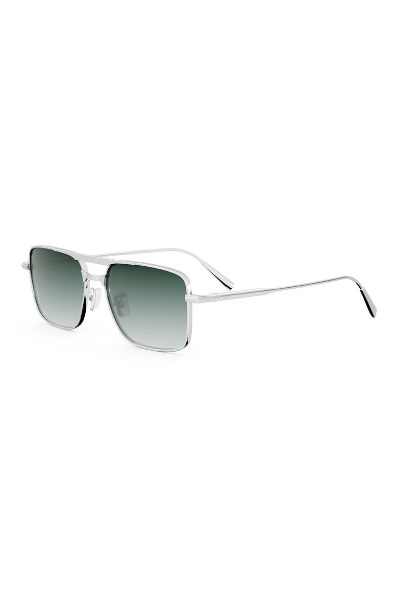 'DiorBlacksuit S17U 54mm Rectangular Sunglasses, Alternate, color, SHINY PALLADIUM / GREEN