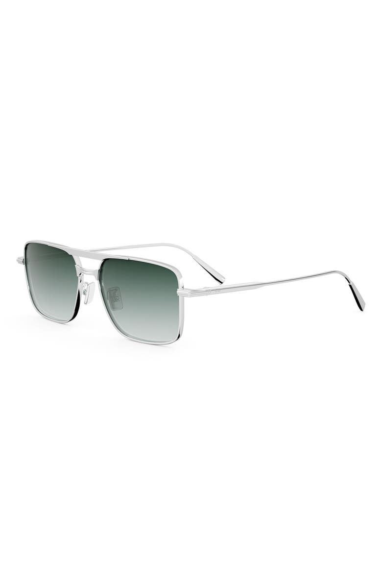 DIOR Blacksuit S17U 54mm Rectangular Sunglasses, Alternate, color, Shiny Palladium / Green