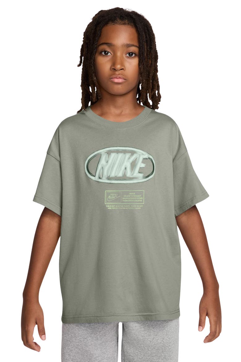 Kids' Sportswear Oval Logo Cotton Graphic T-Shirt, Main, color, SPRUCE FOG