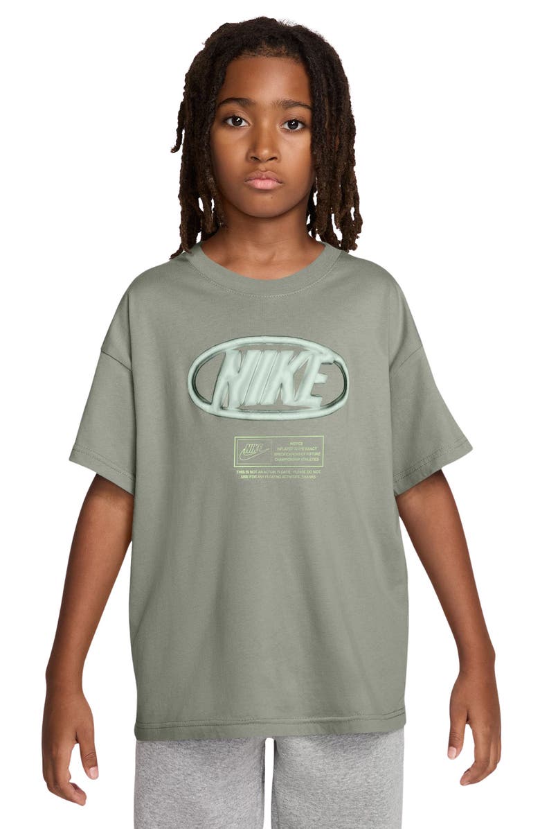 Nike Kids' Sportswear Oval Logo Cotton Graphic T-Shirt, Main, color, Spruce Fog