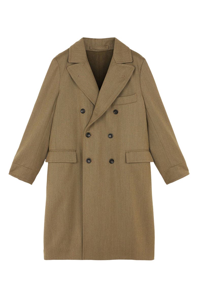 Serwilliam Wool Double-Breasted Coat, Main, color, GREEN