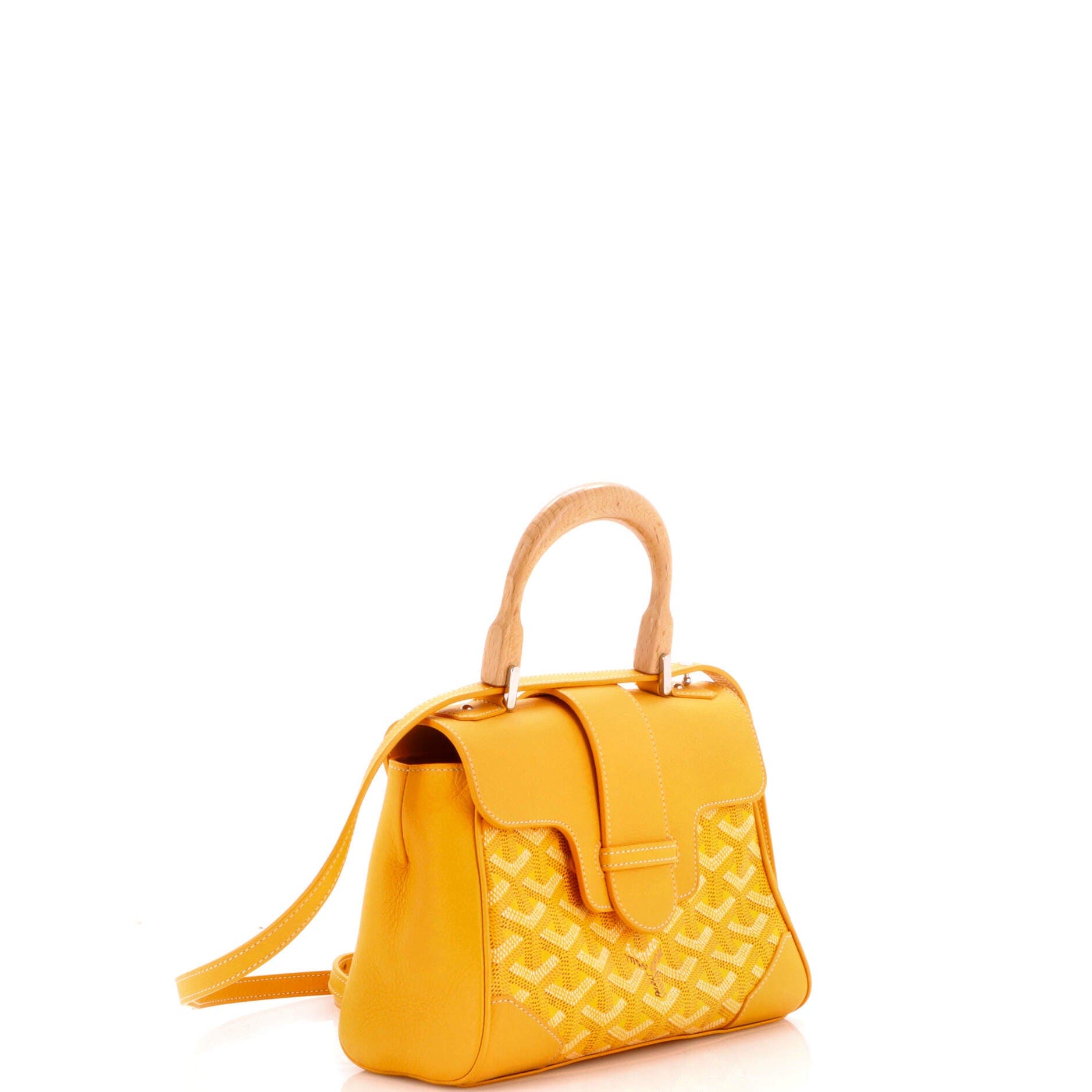 Pre-Owned Goyard Saigon Top Handle Bag Coated Canvas with Leather Mini, Alternate, color, Yellow