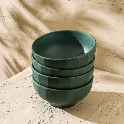 Stone Lain Rio Stoneware 4-piece Bowl Set In Green