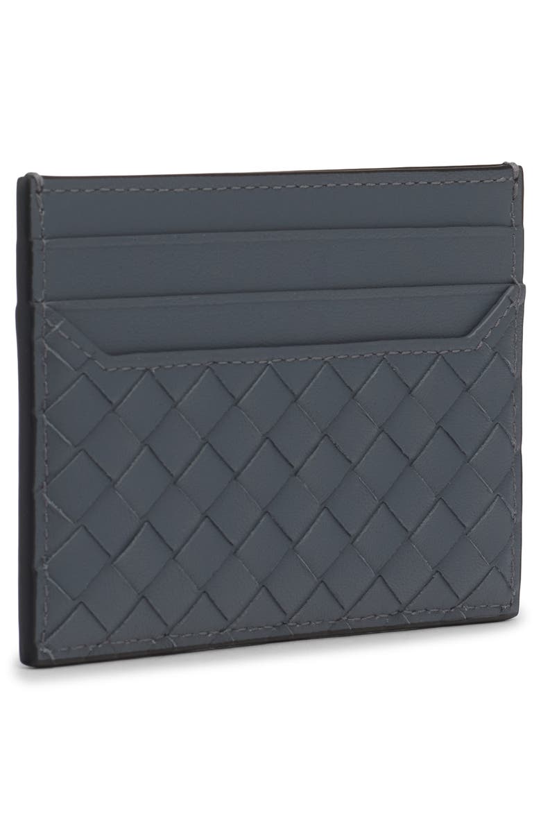 Bottega Veneta Intrecciato Piccolo Leather Card Holder, Alternate, color, 8073 Black/ Thunder