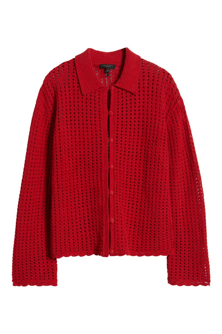 Khloe Cotton & Linen Cardigan, Alternate, color, PORT RED