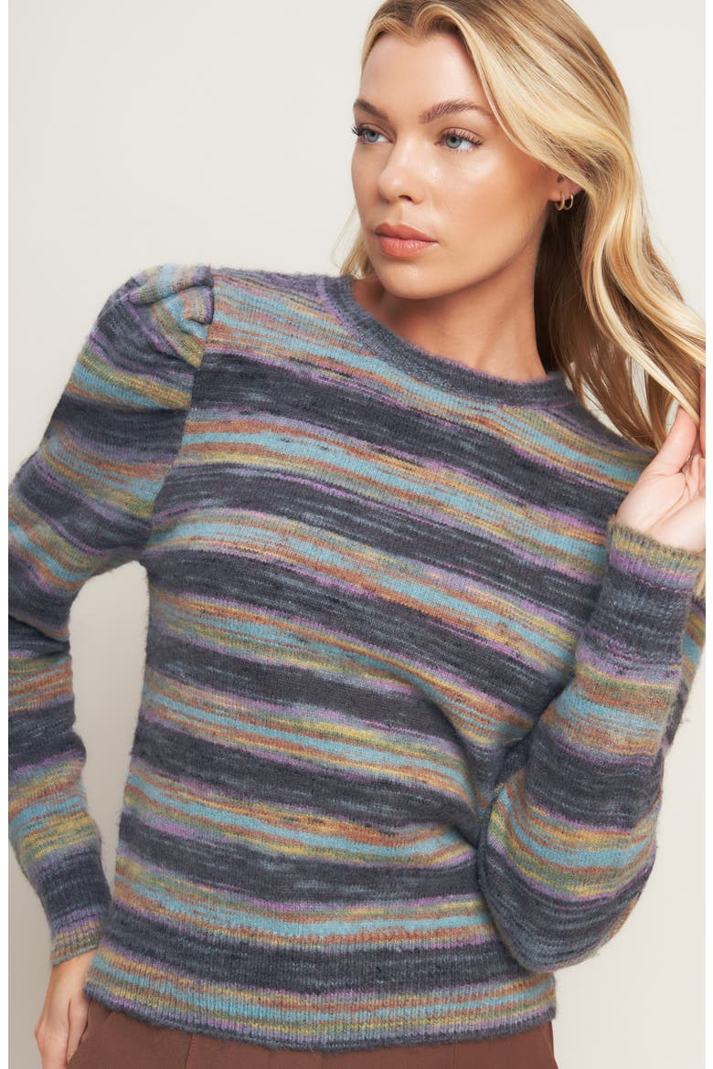 Puff Sleeve Sweater Knit Top, Alternate, color, CHARCOAL SAGE