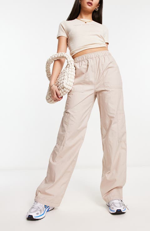 Pull-On Cotton Poplin Cargo Pants