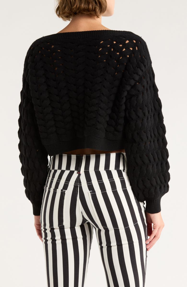 Alice + Olivia Allene Chunky Open Stitch Cotton & Wool Blend Sweater, Alternate, color, 