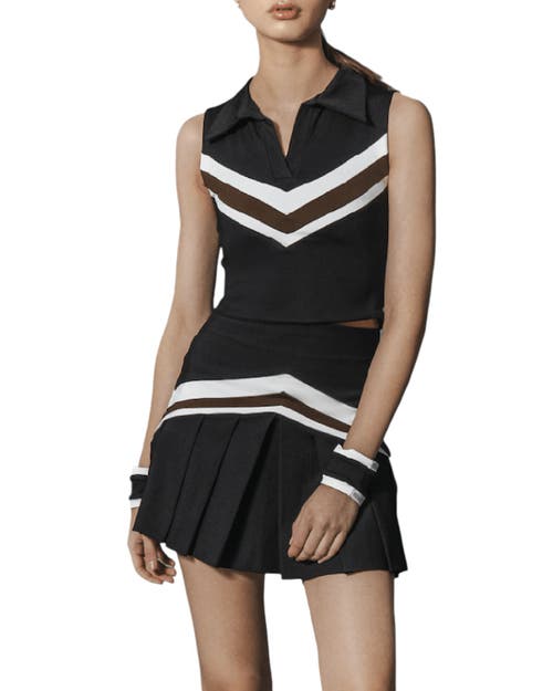 Port De Bras Serena Top in Black-Chantilly-Dark Chocolate 