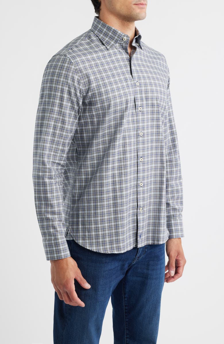 johnnie-O Warden Plaid Cotton Button-Down Shirt, Alternate, color, Charcoal