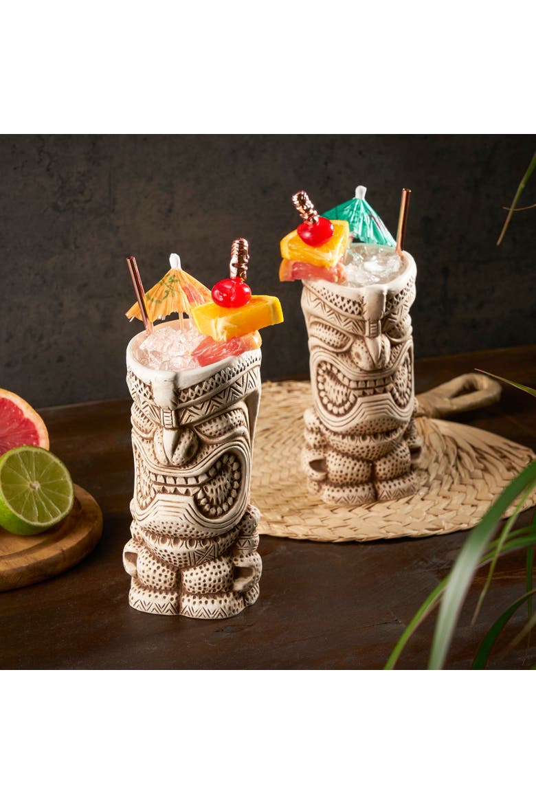 Pacific High Tide Tiki Mugs Set of 2, Alternate, color, White