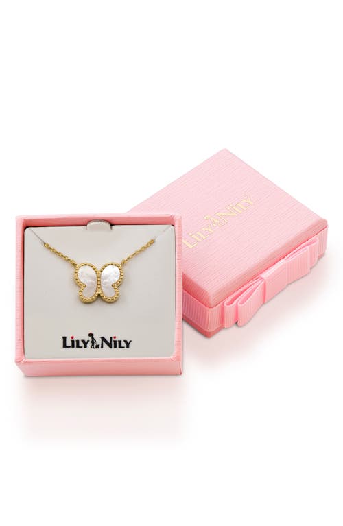Lily Nily Mother Of Pearl Butterfly Pendant Necklace In Gold