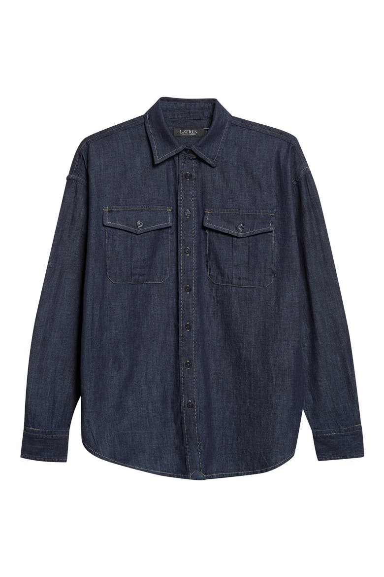 Durrell Cotton Button-Up Shirt, Alternate, color, BLUE