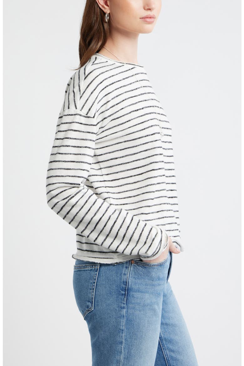 Boxy Stripe Long Sleeve Roll Neck T-Shirt, Alternate, color, IVORY- BLACK CARDY STRIPE