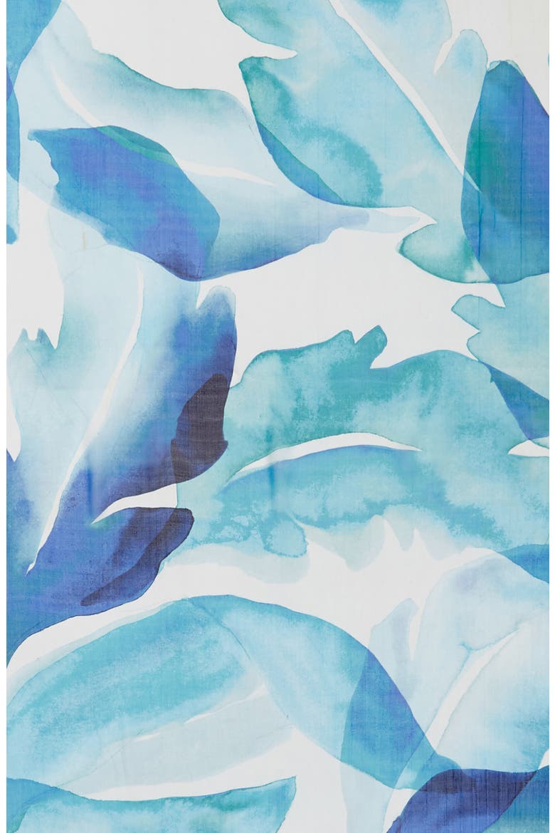 Silk Chiffon Oblong Scarf, Alternate, color, BLUE LAYERED LEAVES PRINT