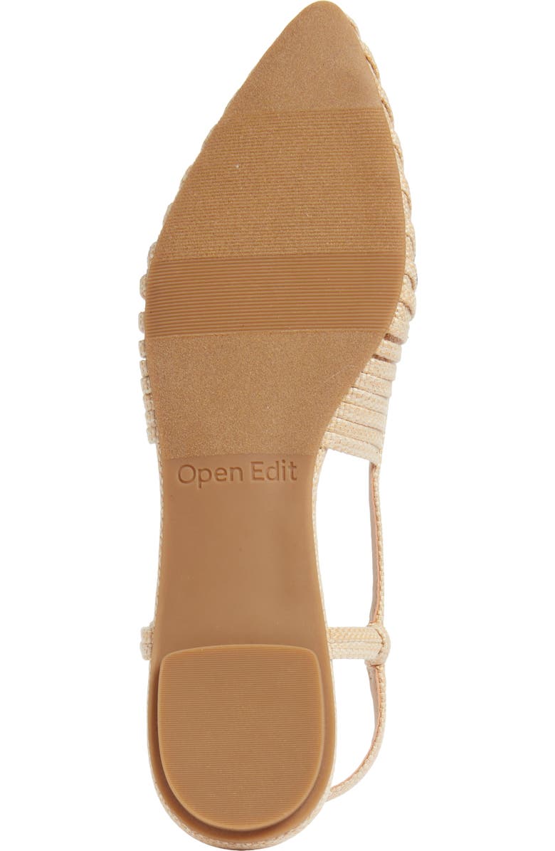 Open Edit Kaira Woven Slingback Flat, Alternate, color, Natural