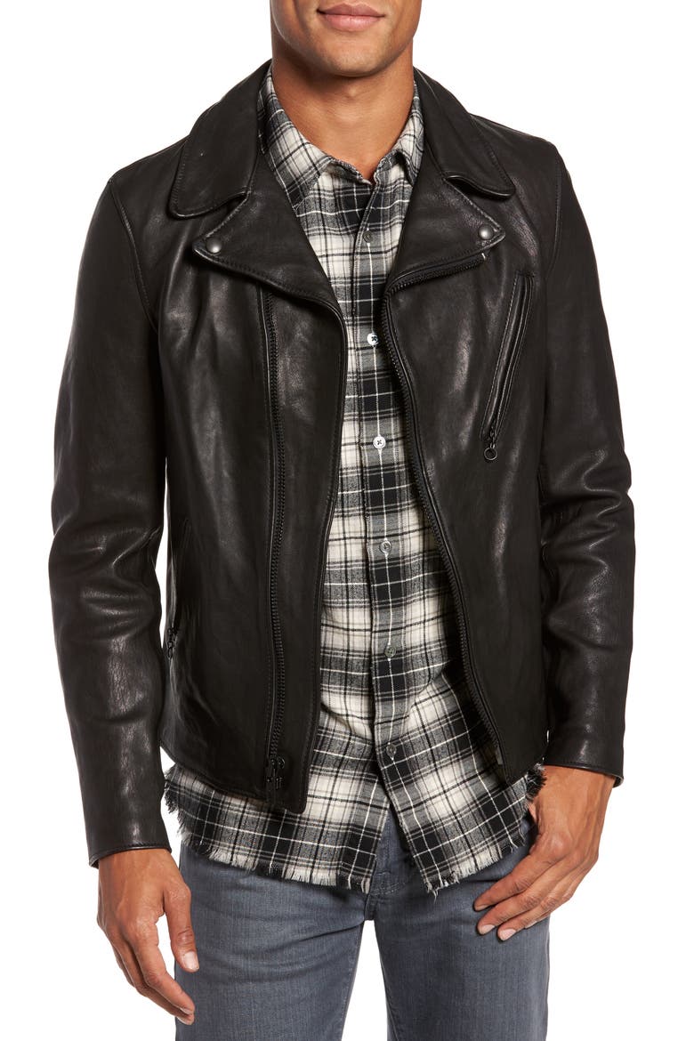 Leather Moto Jacket, Main, color, BLACK
